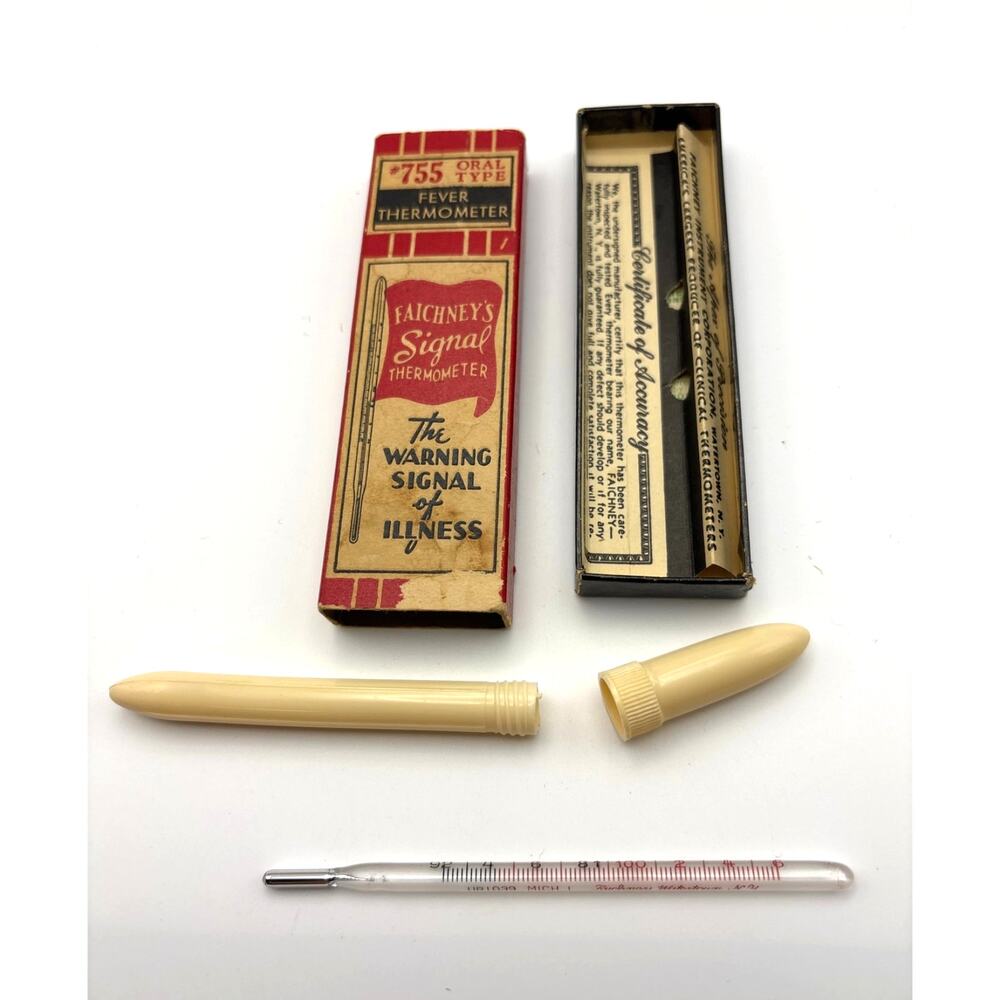 Faichney's Fever Thermometer #755 Signal Oral Type 1950s with Original Box